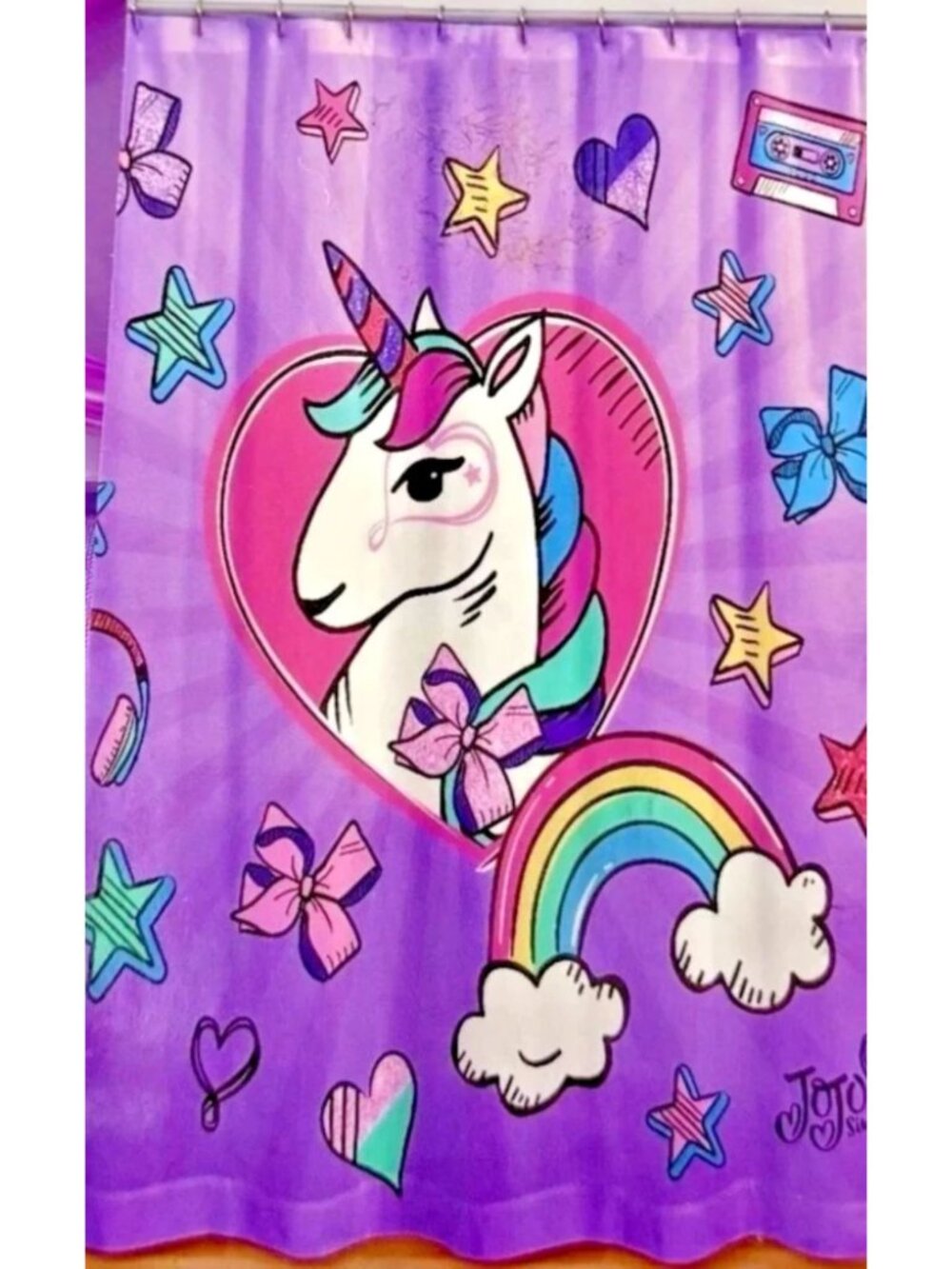 NWT Nickelodeon JoJo Siwa Unicorn Rainbow Fabric Shower Curtain Set 13 Pc